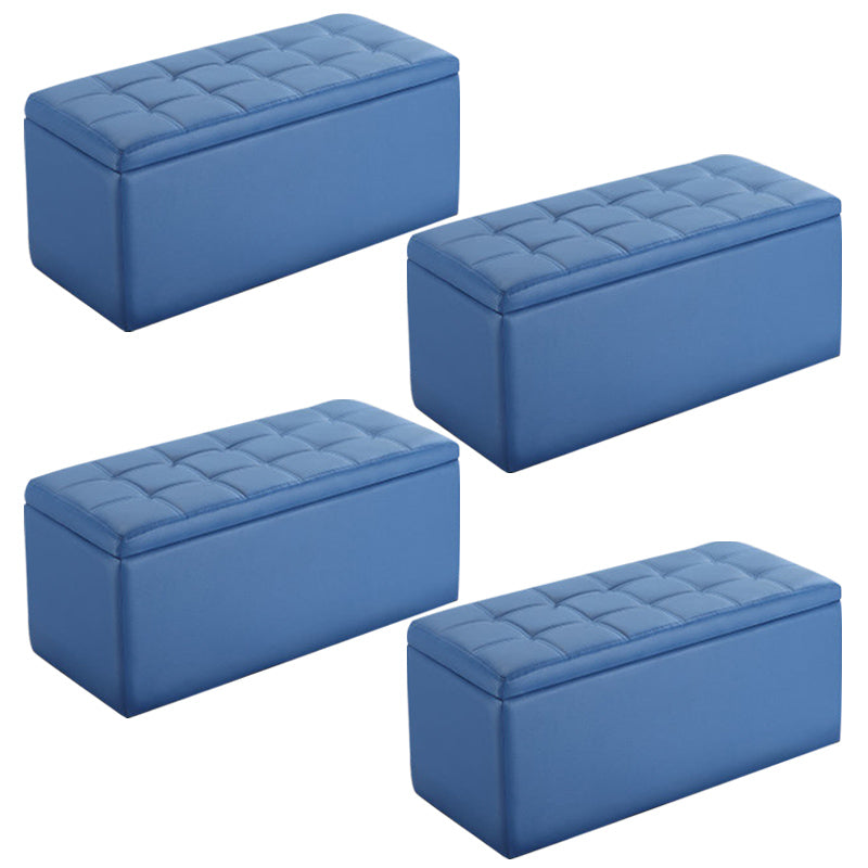 Modern Pouf Ottoman Faux Leather Upholstered Tufted Rectangle Ottoman with Storage