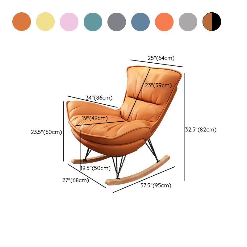 Modern Glider Chair Pure Color Cushions Rocking Chair with Dark Legs