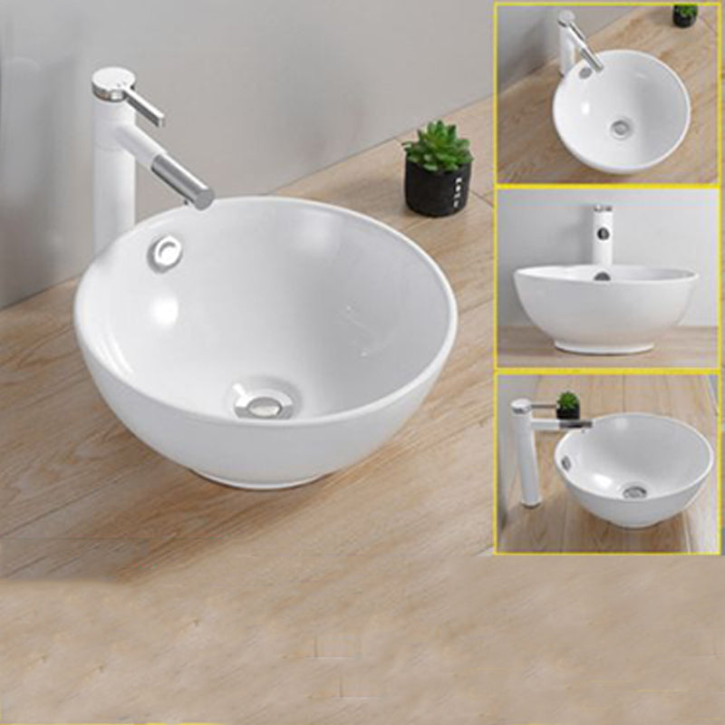 Modern Wash Stand Porcelain Rectangular with Drain Assembly and Pop-Up Drain Vessel Sink