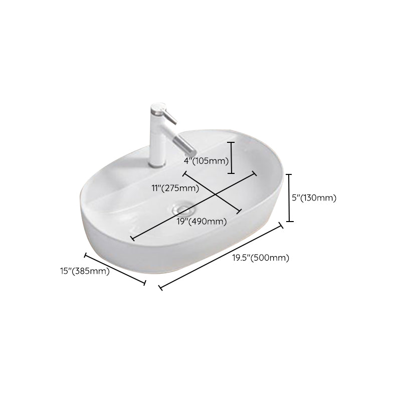 Modern Wash Stand Porcelain Rectangular with Drain Assembly and Pop-Up Drain Vessel Sink