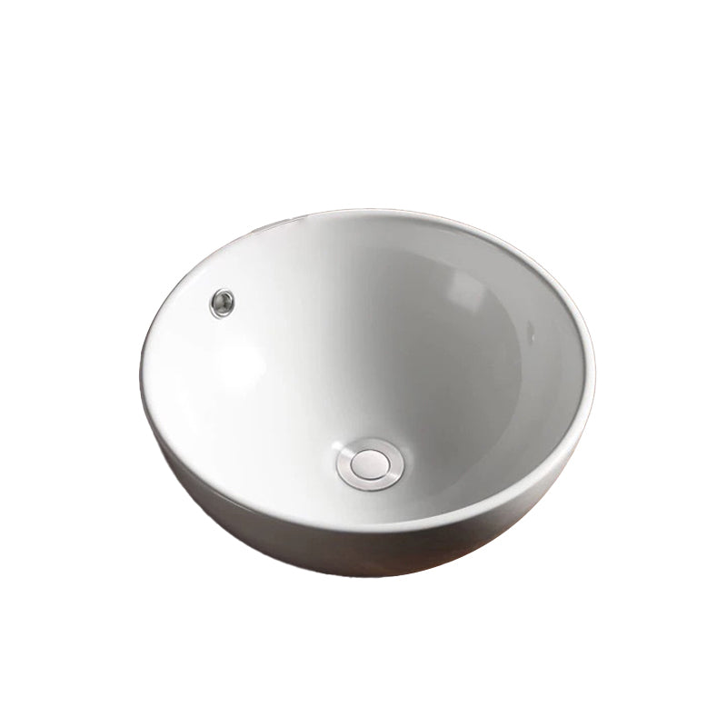 Modern Vessel Bathroom Sink Porcelain Oval with Pop-Up Drain Bathroom Sink