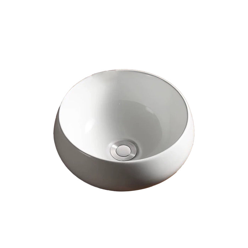 Modern Vessel Bathroom Sink Porcelain Oval with Pop-Up Drain Bathroom Sink