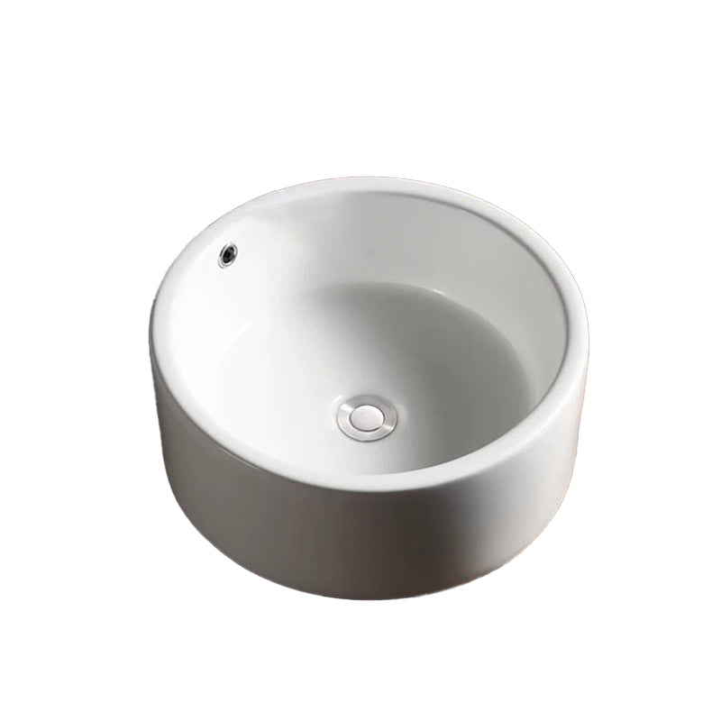 Modern Vessel Bathroom Sink Porcelain Oval with Pop-Up Drain Bathroom Sink