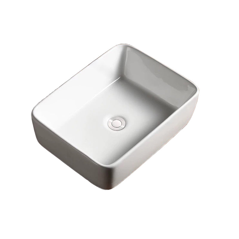 Modern Vessel Bathroom Sink Porcelain Oval with Pop-Up Drain Bathroom Sink