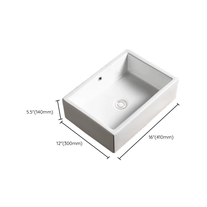 Modern Vessel Bathroom Sink Porcelain Oval with Pop-Up Drain Bathroom Sink