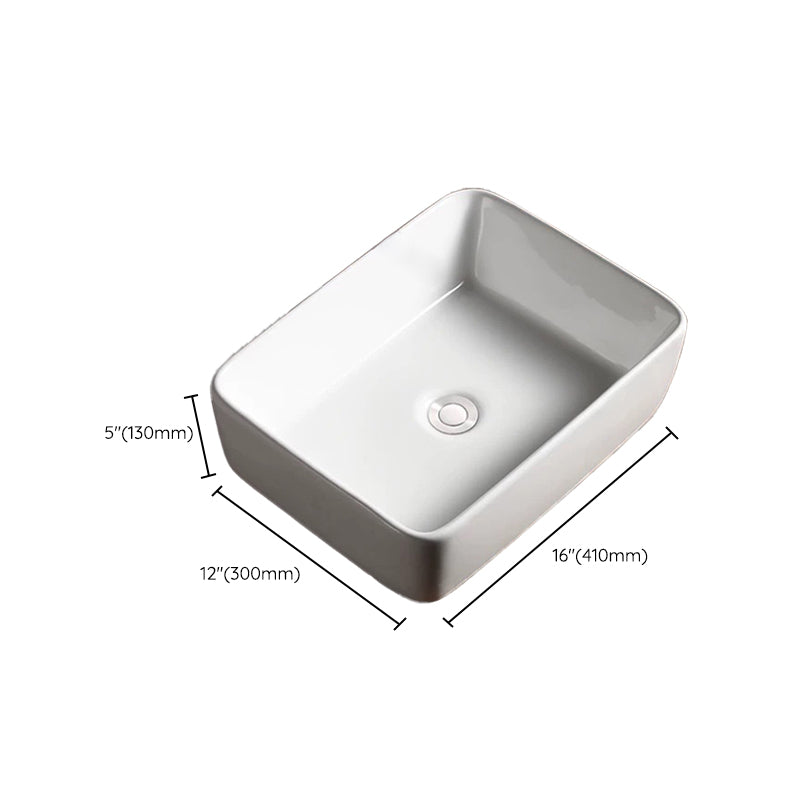 Modern Vessel Bathroom Sink Porcelain Oval with Pop-Up Drain Bathroom Sink