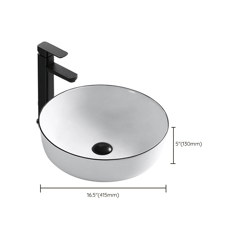 Modern Bathroom Sink Porcelain Rectangular with Overflow and Drain Assembly Basin Sink