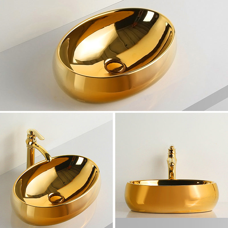 Modern Bathroom Sink Metal Rectangular with Pop-Up Drain and Faucet Vessel Bathroom Sink