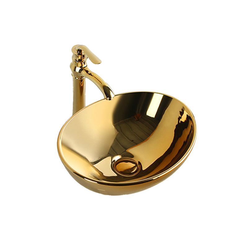 Modern Bathroom Sink Metal Rectangular with Pop-Up Drain and Faucet Vessel Bathroom Sink