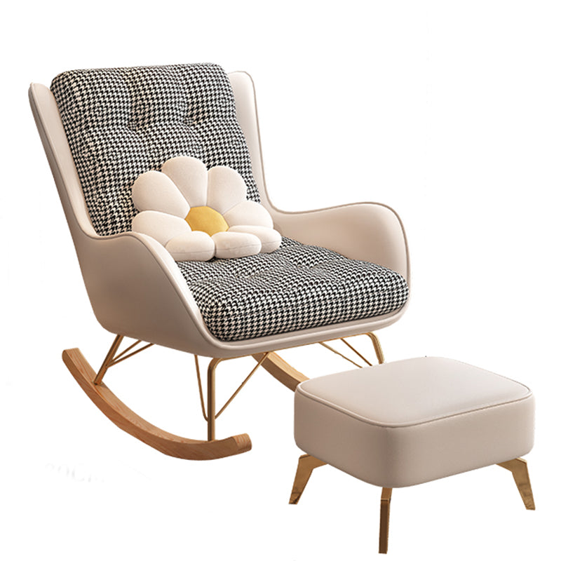 Modern Style Rocking Chair Metal Frame Doll Cotton Filling Cushion Wingback Rocker Chair