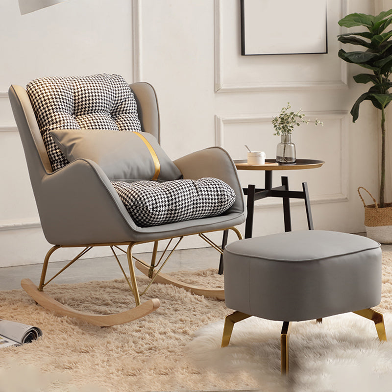 Modern Style Rocking Chair Metal Frame Doll Cotton Filling Cushion Wingback Rocker Chair
