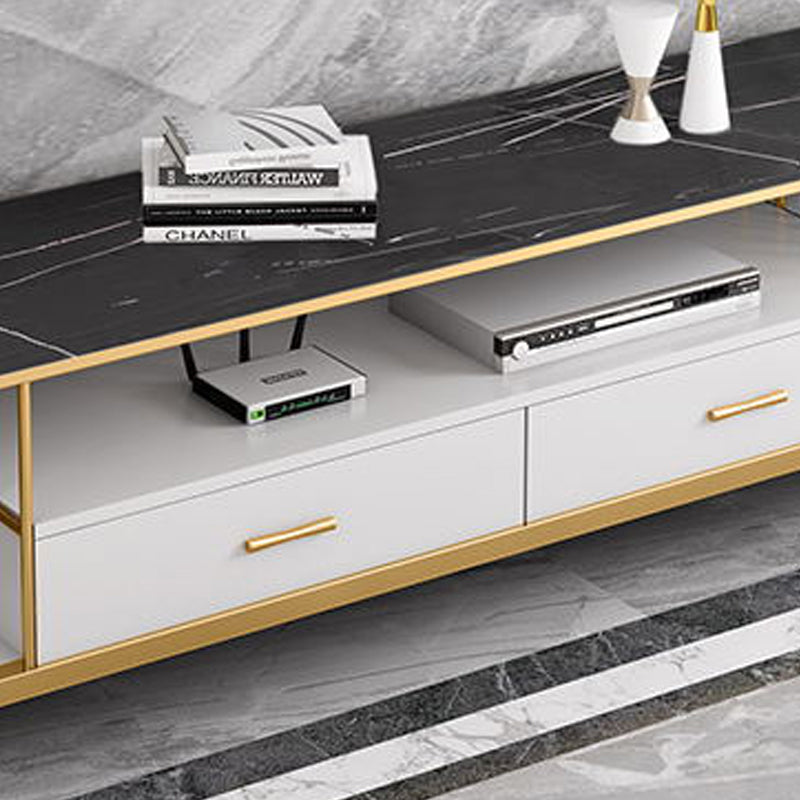 16" W TV Media Stand Glam Open Shelving TV Stand Console with Drawers