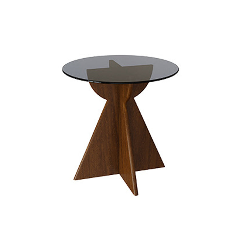 Living Room End Table Contemporary Round Abstract Glass Side Table