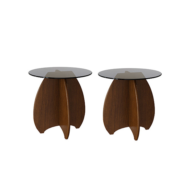 Living Room End Table Contemporary Round Abstract Glass Side Table