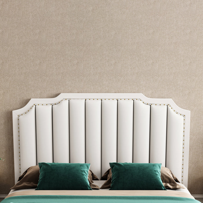 French Style Upholstered Stepped Platform Bed Foam Headboard Bed