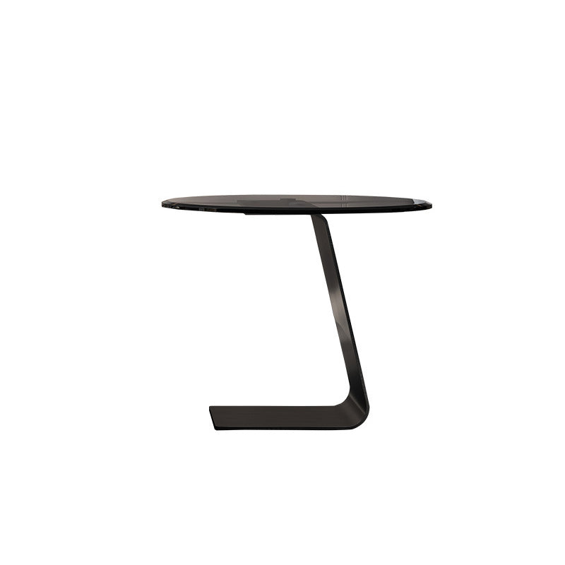 Glam Cocktail Table Drum Slate with Drawer Round Single Coffee Table