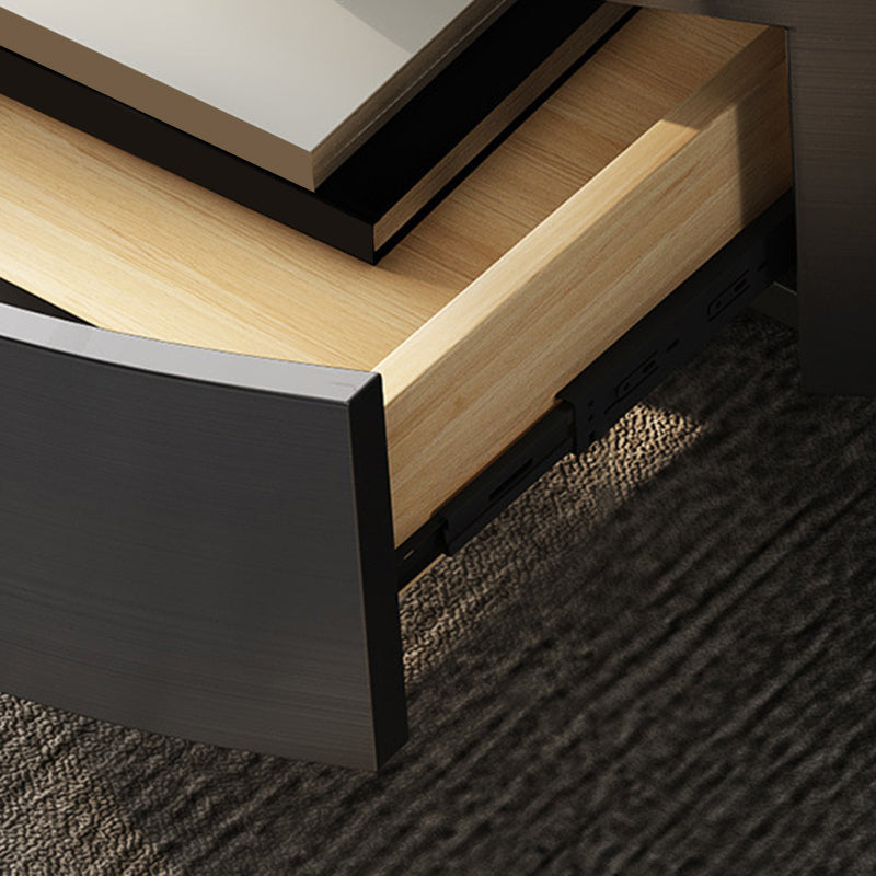 Glam Cocktail Table Drum Slate with Drawer Round Single Coffee Table