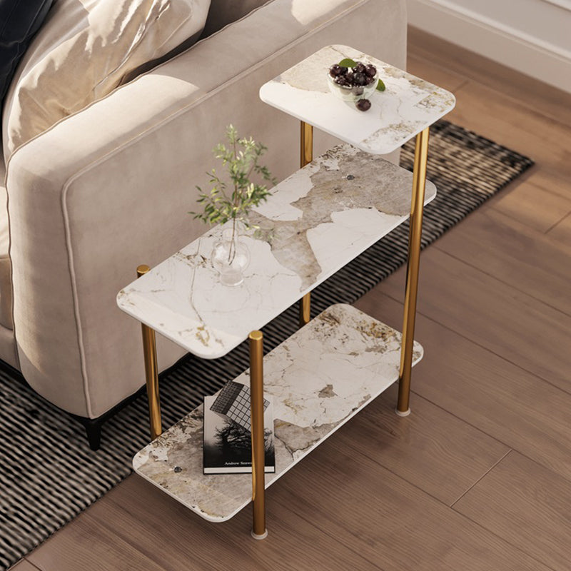 Contemporary Rectangular Side Table Slate Top 4 Legs End Table
