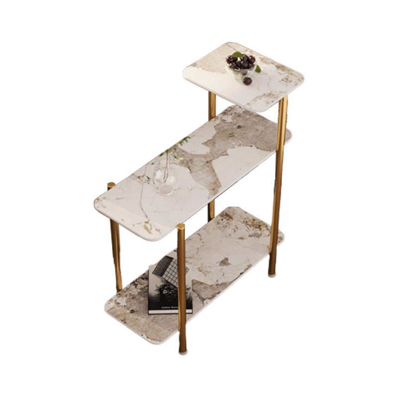 Contemporary Rectangular Side Table Slate Top 4 Legs End Table