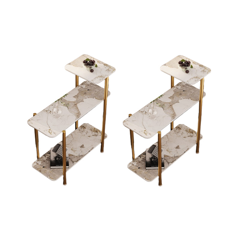 Contemporary Rectangular Side Table Slate Top 4 Legs End Table