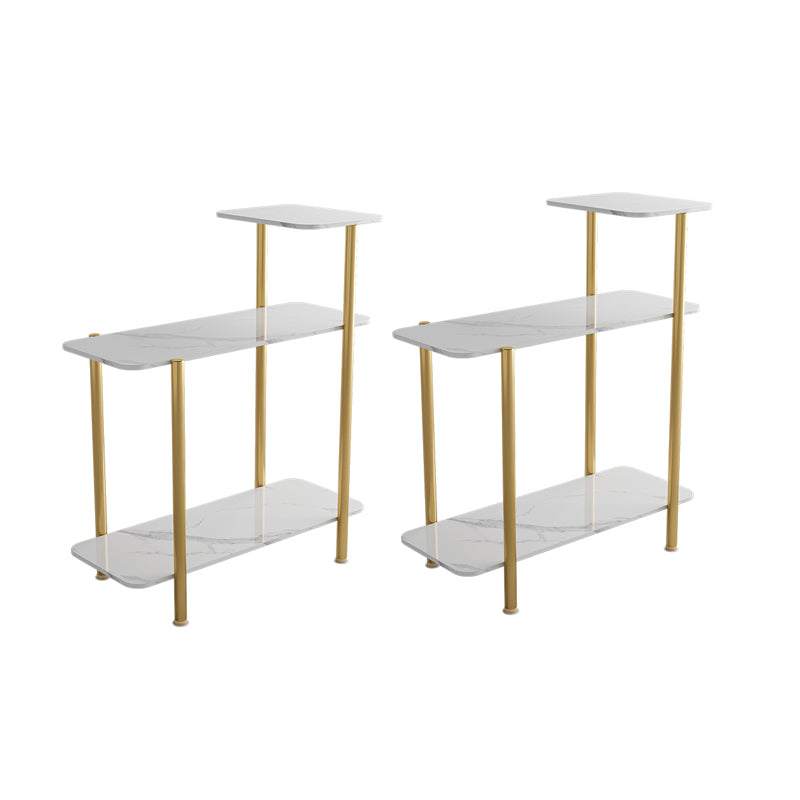 Contemporary Rectangular Side Table Slate Top 4 Legs End Table