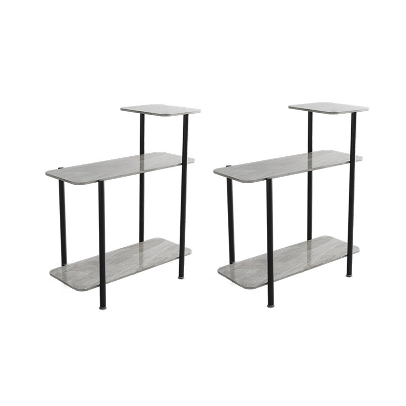 Contemporary Rectangular Side Table Slate Top 4 Legs End Table