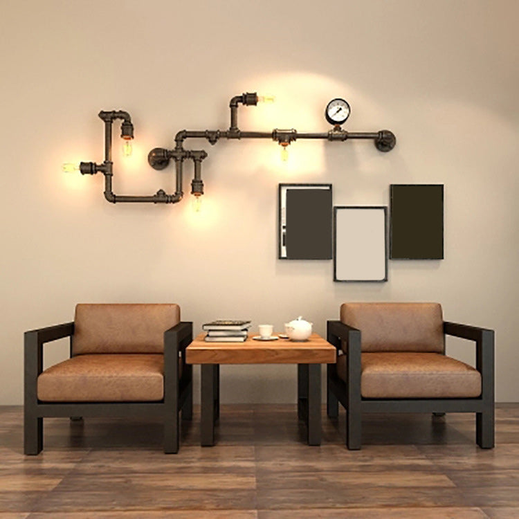 Contemporary Brown Leather Sofa with Black Square in Iron for Apartment