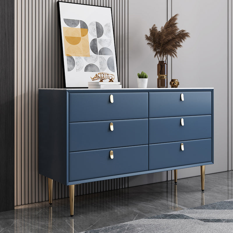 Glam Chest Bedroom Stone Horizontal Storage Chest with Drawers