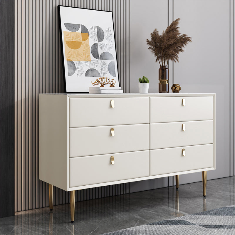 Glam Chest Bedroom Stone Horizontal Storage Chest with Drawers