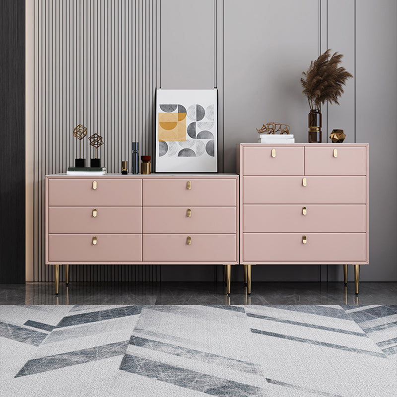 Glam Chest Bedroom Stone Horizontal Storage Chest with Drawers