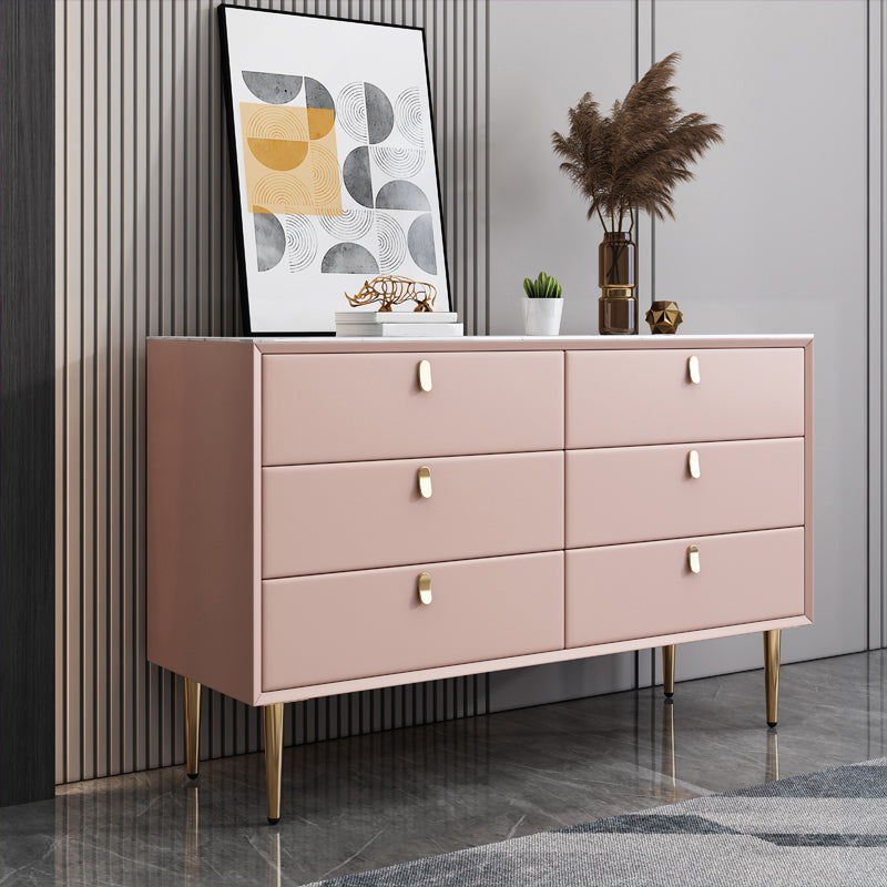 Glam Chest Bedroom Stone Horizontal Storage Chest with Drawers