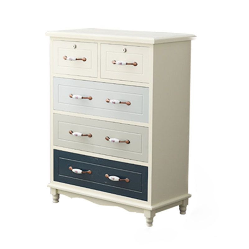 Glam Chest Bedroom Solid Wood Storage Chest in White with Drawers