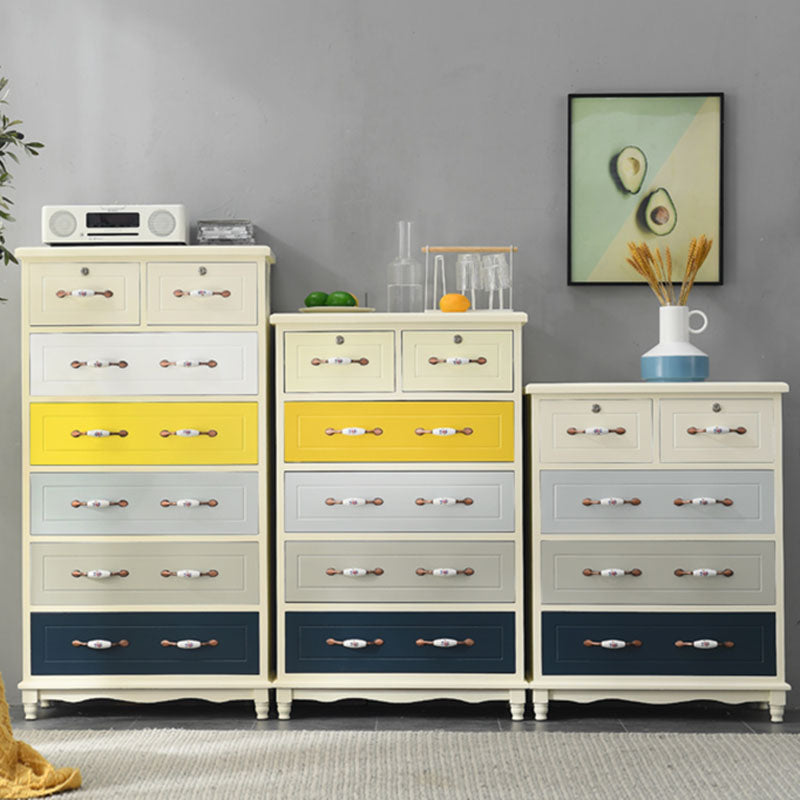 Glam Chest Bedroom Solid Wood Storage Chest in White with Drawers
