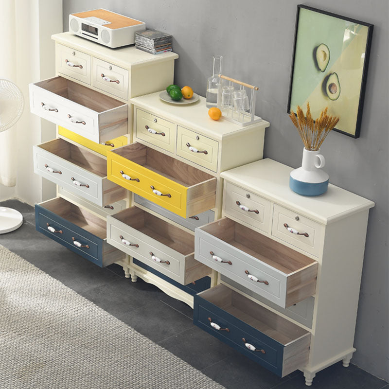 Glam Chest Bedroom Solid Wood Storage Chest in White with Drawers