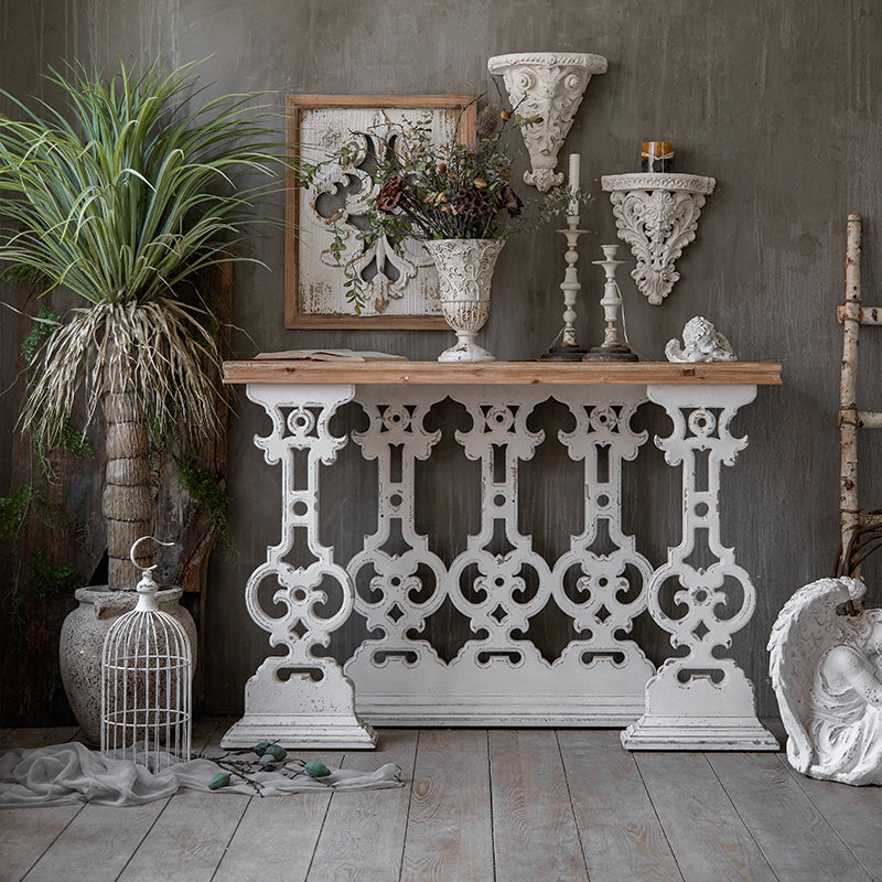 Wood Rectangle Console Table Distressed Accent Table for Hall