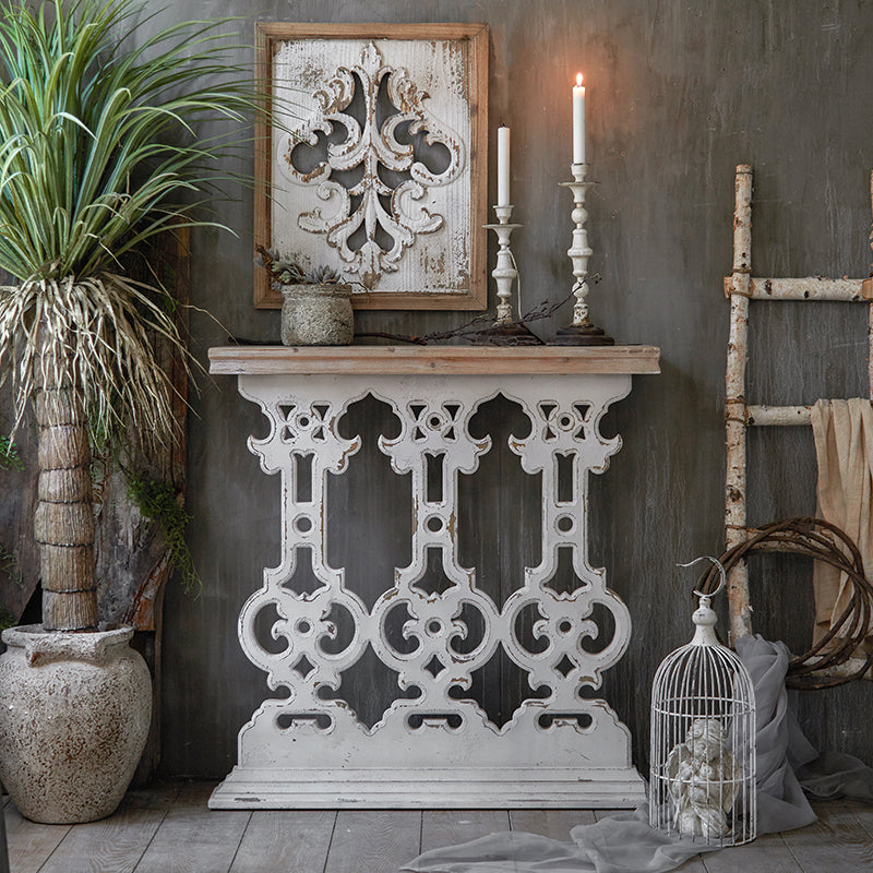 Wood Rectangle Console Table Distressed Accent Table for Hall