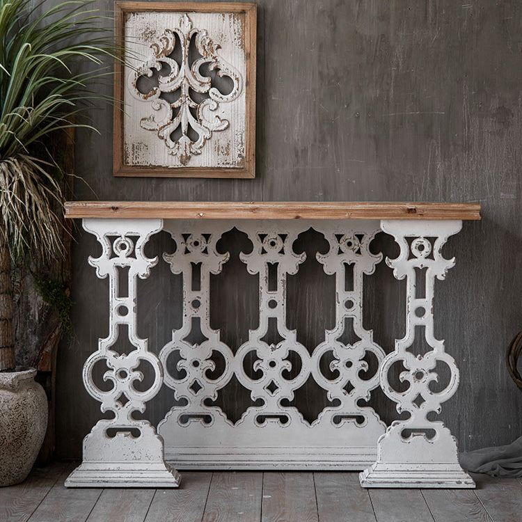 Wood Rectangle Console Table Distressed Accent Table for Hall