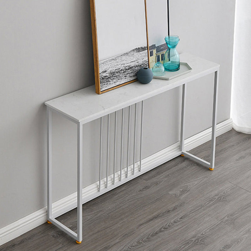 Glam Console Accent Table Antique Finish Sofa Console Table in Marble