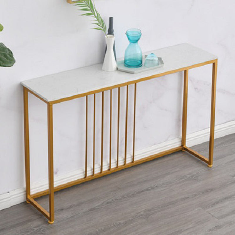 Glam Console Accent Table Antique Finish Sofa Console Table in Marble