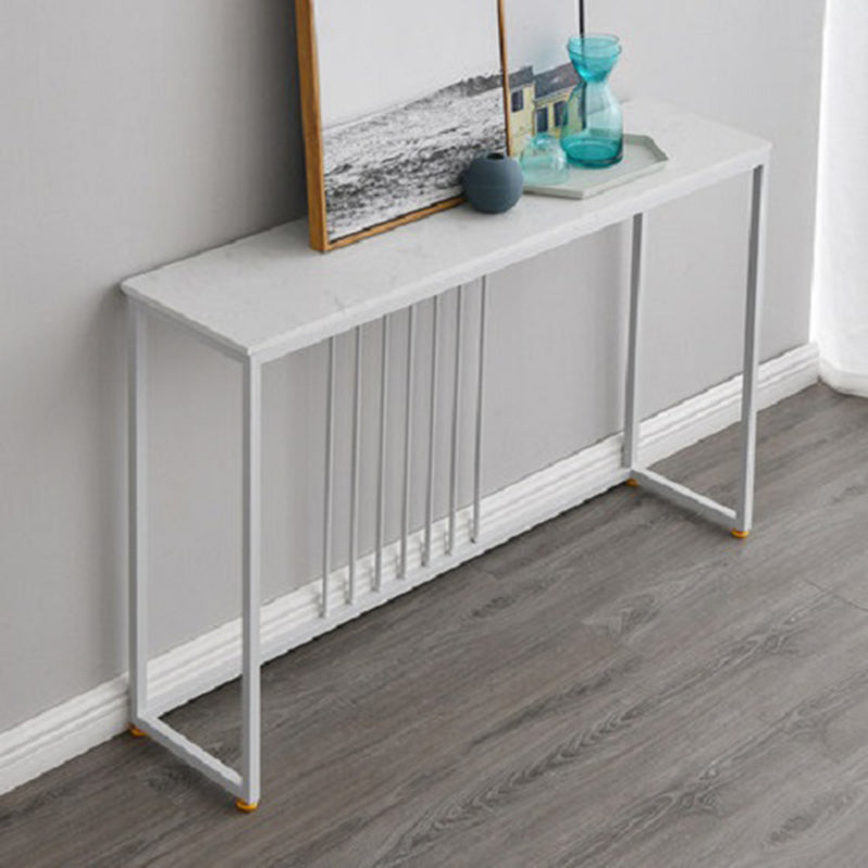 Glam Console Accent Table Antique Finish Sofa Console Table in Marble