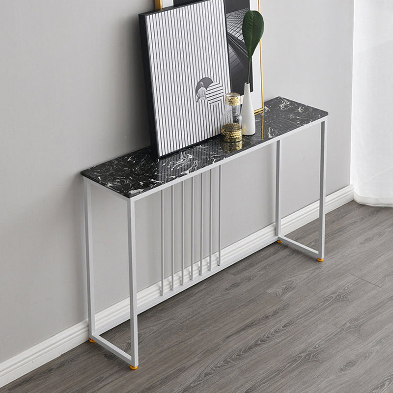 Glam Console Accent Table Antique Finish Sofa Console Table in Marble