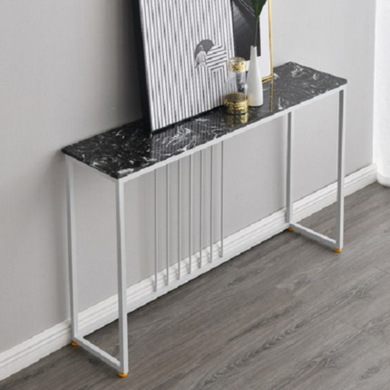Glam Console Accent Table Antique Finish Sofa Console Table in Marble