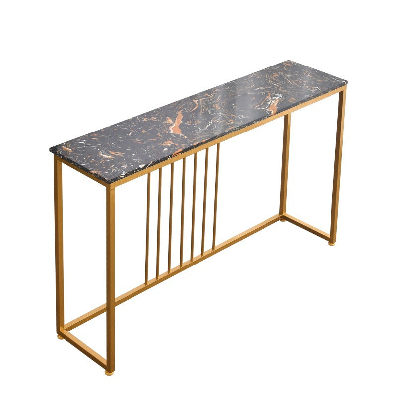 Glam Console Accent Table Antique Finish Sofa Console Table in Marble