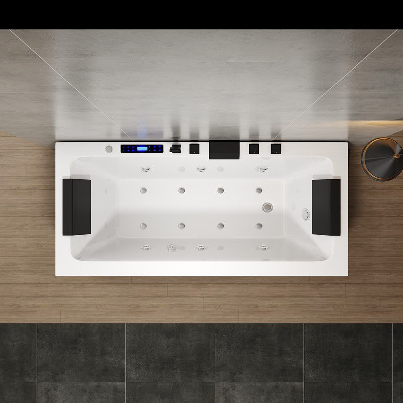 Modern Acrylic Bathtub Right-Hand Drain and Overflow Trim Bath Tub