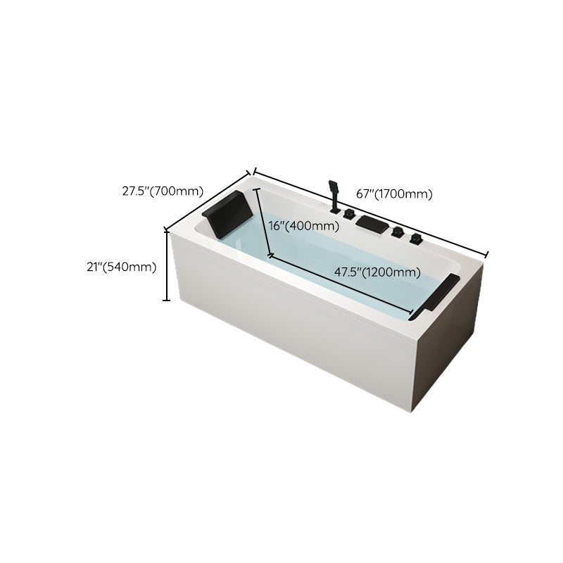 Modern Acrylic Bathtub Right-Hand Drain and Overflow Trim Bath Tub