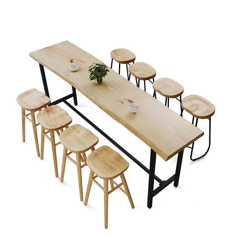 Metal Base Bar Table Rectangular Wood Top Bistro Pub Table for Bar