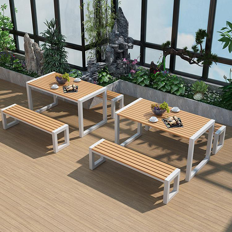 Contemporary Rectangular Picnic Table 1/3 Piece Reclaimed Wood Dining Picnic Table