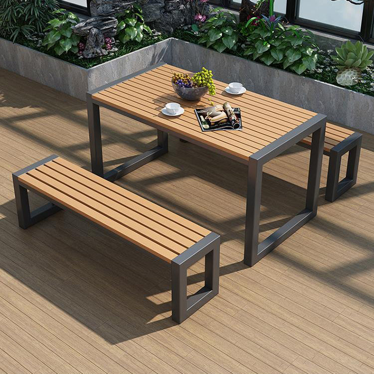 Contemporary Rectangular Picnic Table 1/3 Piece Reclaimed Wood Dining Picnic Table