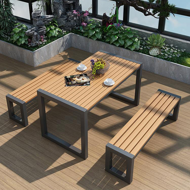 Contemporary Rectangular Picnic Table 1/3 Piece Reclaimed Wood Dining Picnic Table