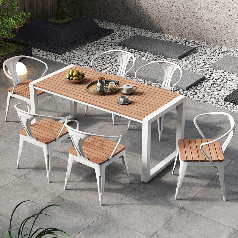 Modern Style Metal Dining Set 1/2/3/5/7 Pieces Reclaimed Wood Dining Table Set